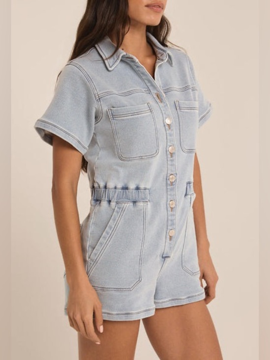 Z Supply Pants - Z Supply Elias Denim Shirts Romper 
Sun Bleach